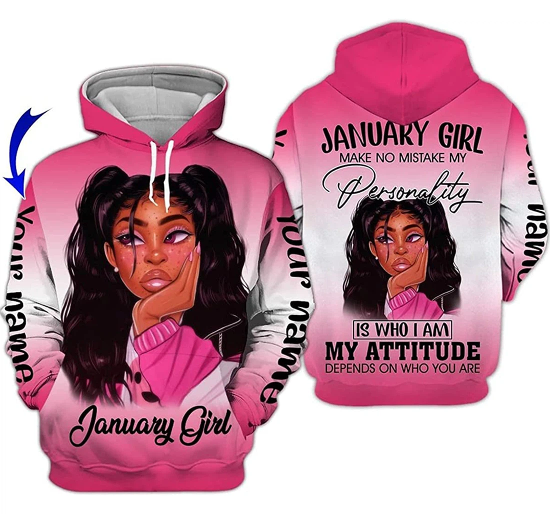 Personalized Name January Girl Make No Mistake My Personality - 3D Printed Pullover Hoodie