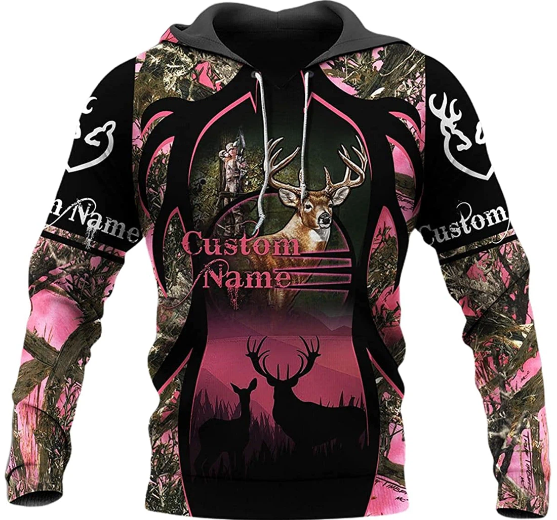 Personalized Name Deer Hunting Country Girl Forest - 3D Printed Pullover Hoodie