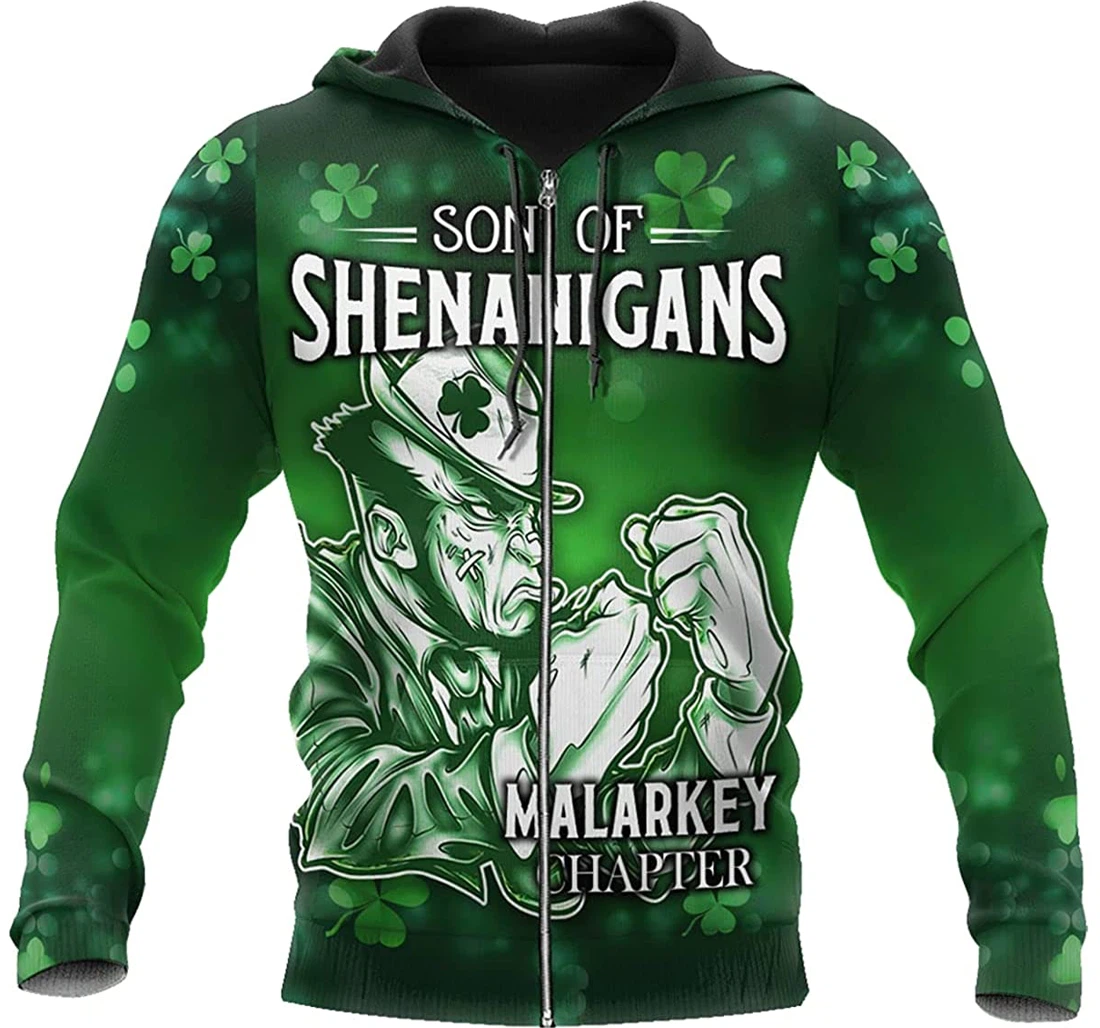 Personalized Name Irish St Patrick Day Son Of Shenanigans Malarkey Chapter - 3D Printed Pullover Hoodie