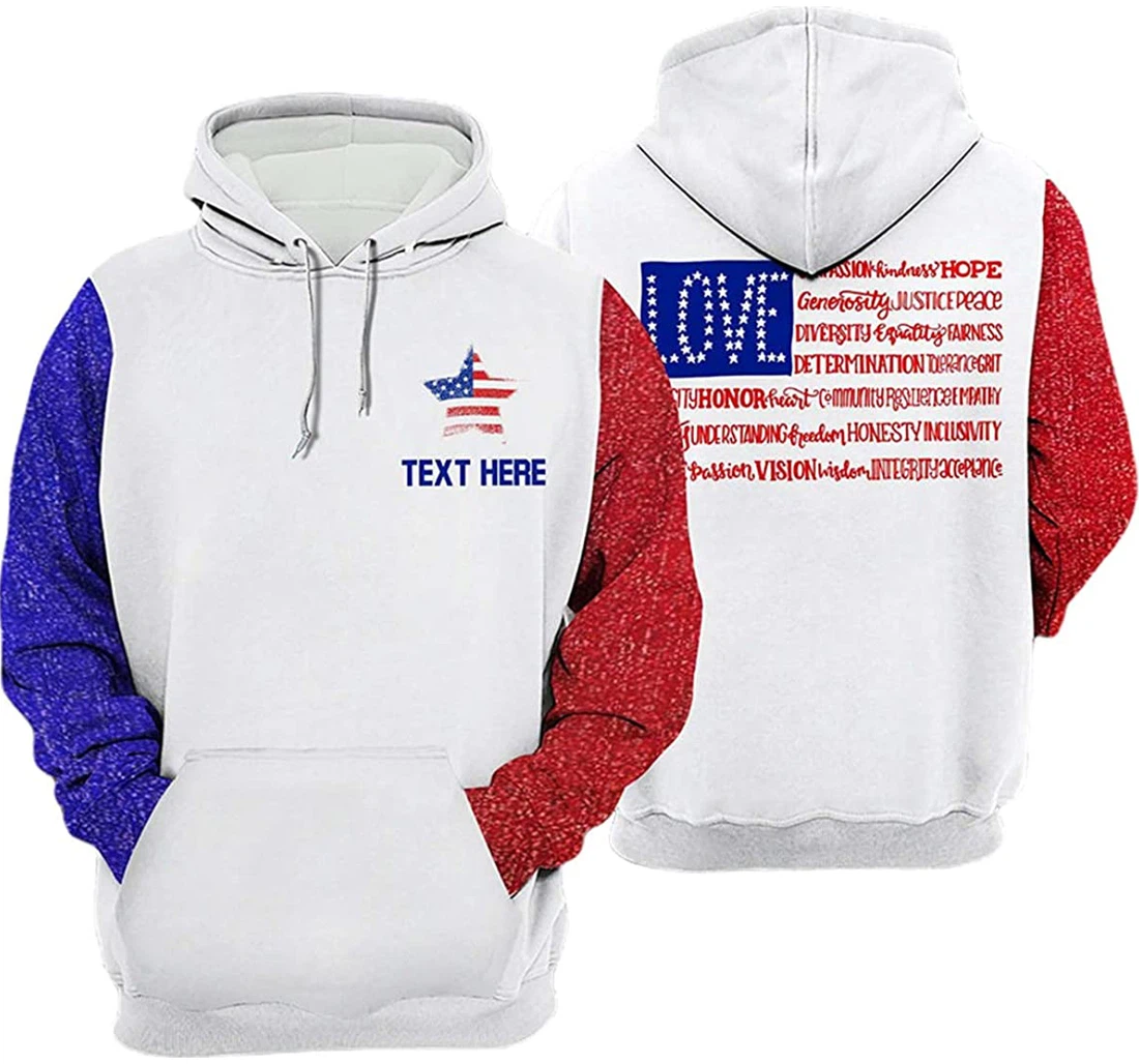 Personalized Name America The Wonderful - 3D Printed Pullover Hoodie