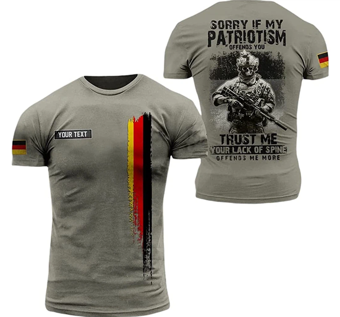 Personalized Name German Veteran Sorry If My Patriotosm Offends You - 3D Printed T-shirt