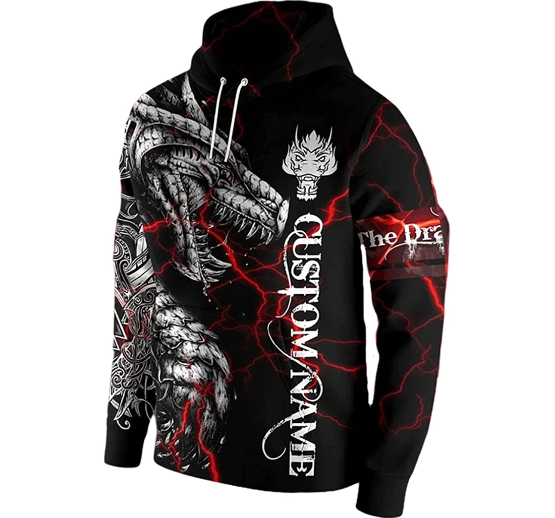 Personalized Name Dragon Vikings - 3D Printed Pullover Hoodie