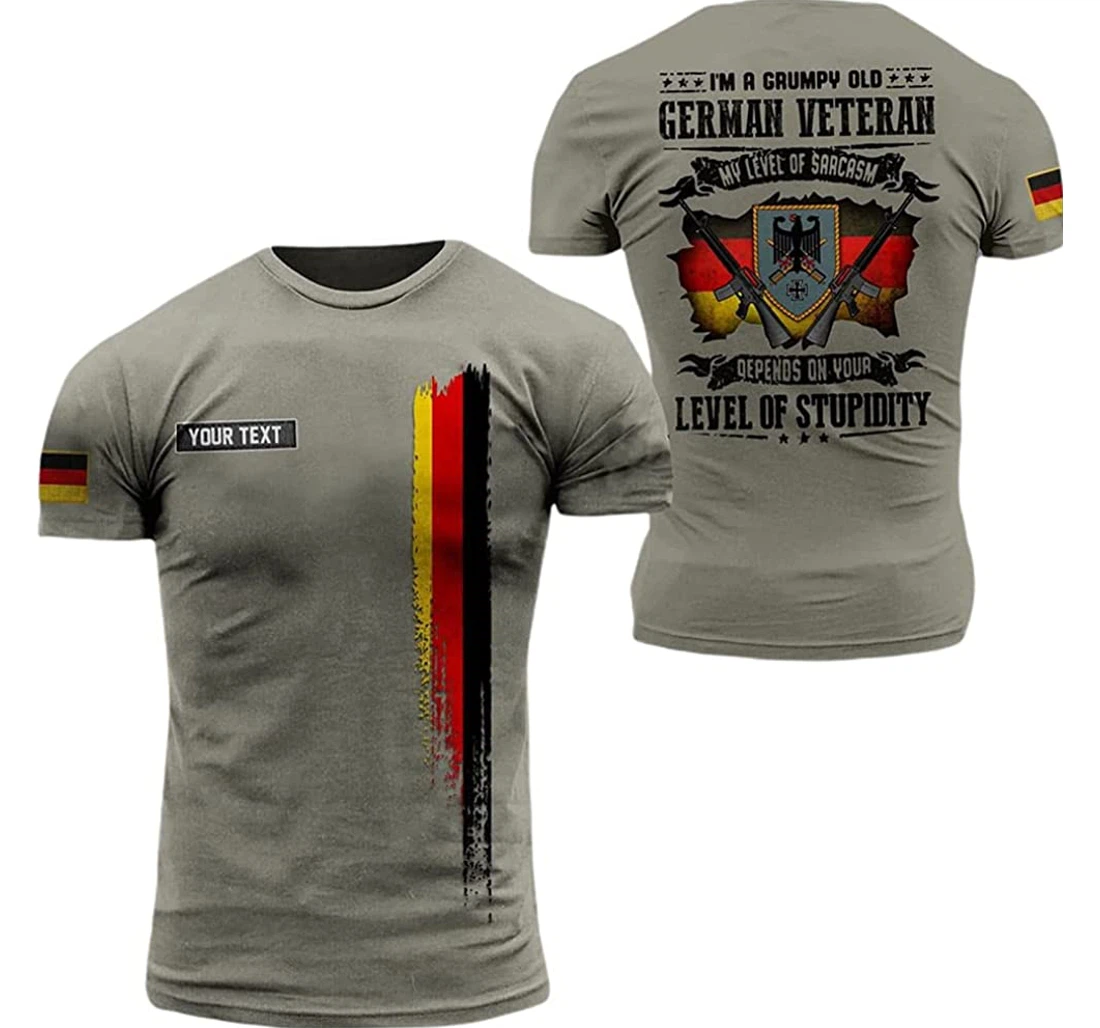 kaustisk Mangler eksperimentel Personalized Name German Army Flag My Level Of Sarcasm - 3D Printed T-shirt  - Just A Quick Store