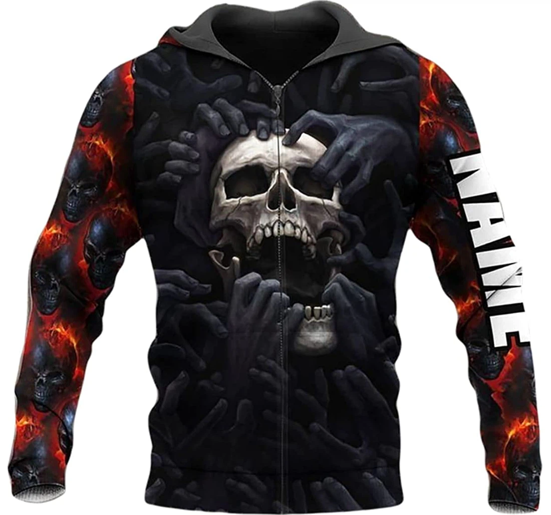Personalized Name Skull Hands - 3D Printed Pullover Hoodie