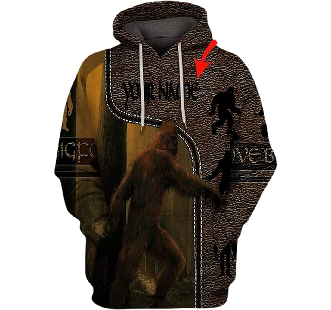 Personalized Name Love Big Foot Your Name Leather Pattern - 3D Printed Pullover Hoodie