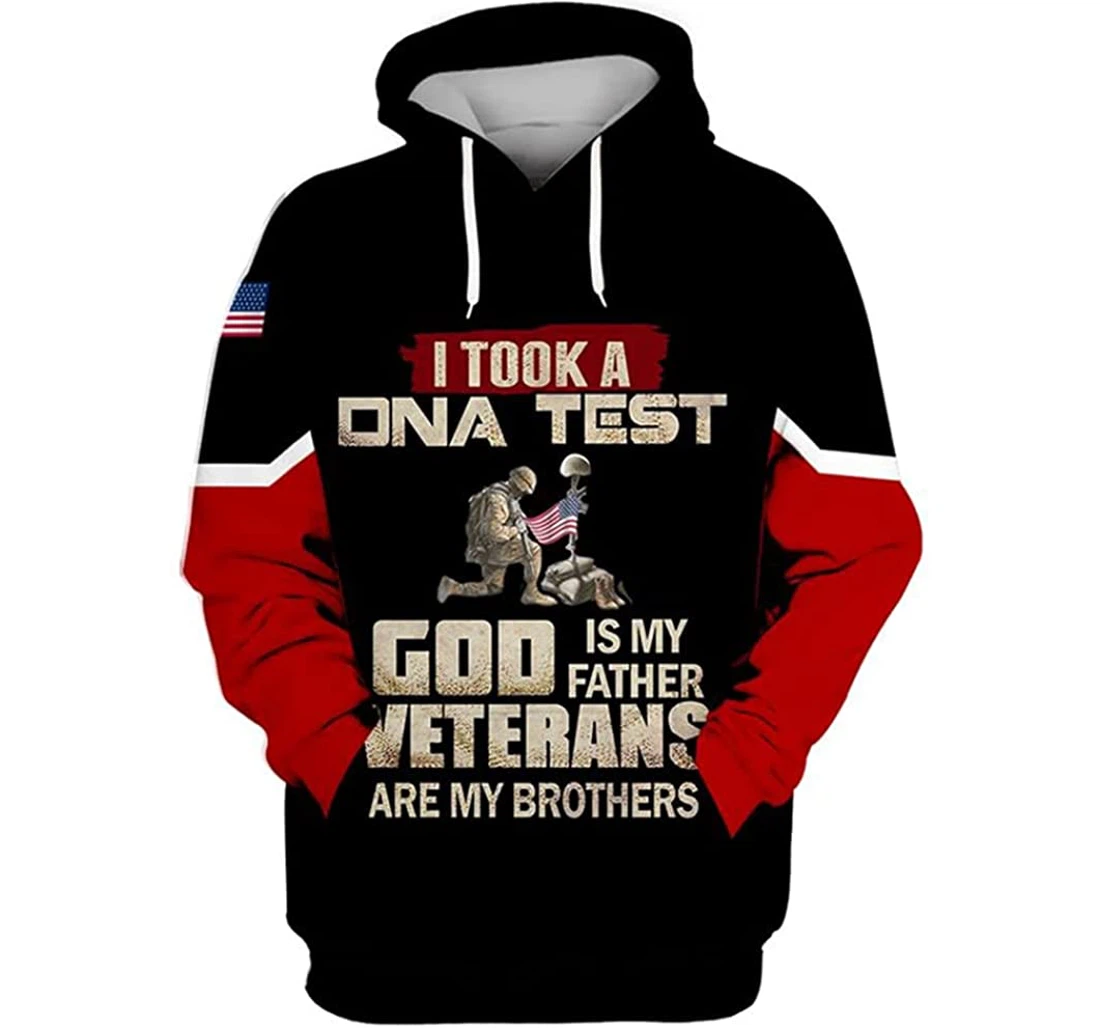 I Took A Dna Test God Is My Father Veterans Are My Brothers - 3D Printed Pullover Hoodie