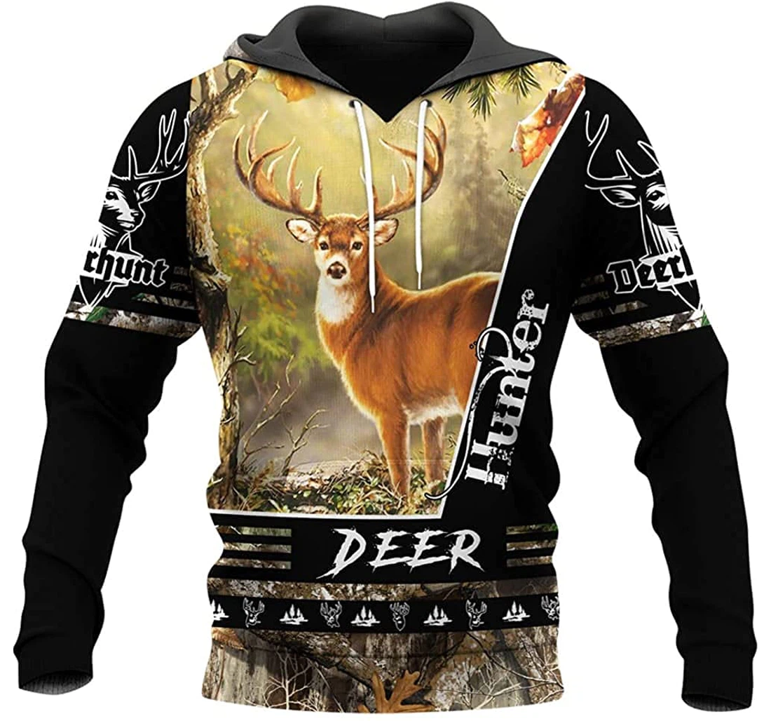 Deer Hunting Art - 3D Printed Pullover Hoodie