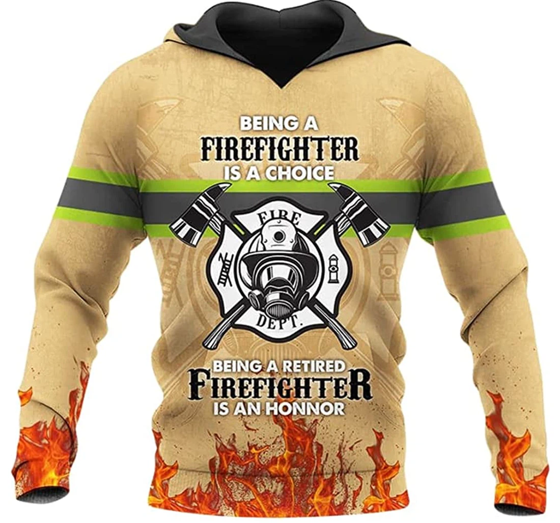 Personalized Name Firefighter Being A Firefighter Is A Choice - 3D Printed Pullover Hoodie