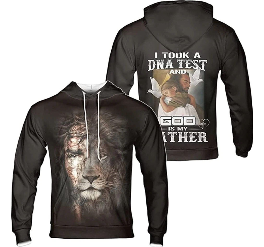 Jesus Lion I Took A Dna Test And God Is My Father - 3D Printed Pullover Hoodie