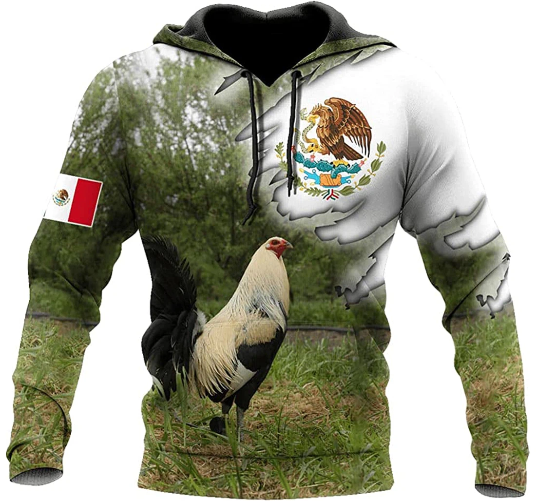 Mexican Rooster In The Forest - 3D Printed Pullover Hoodie