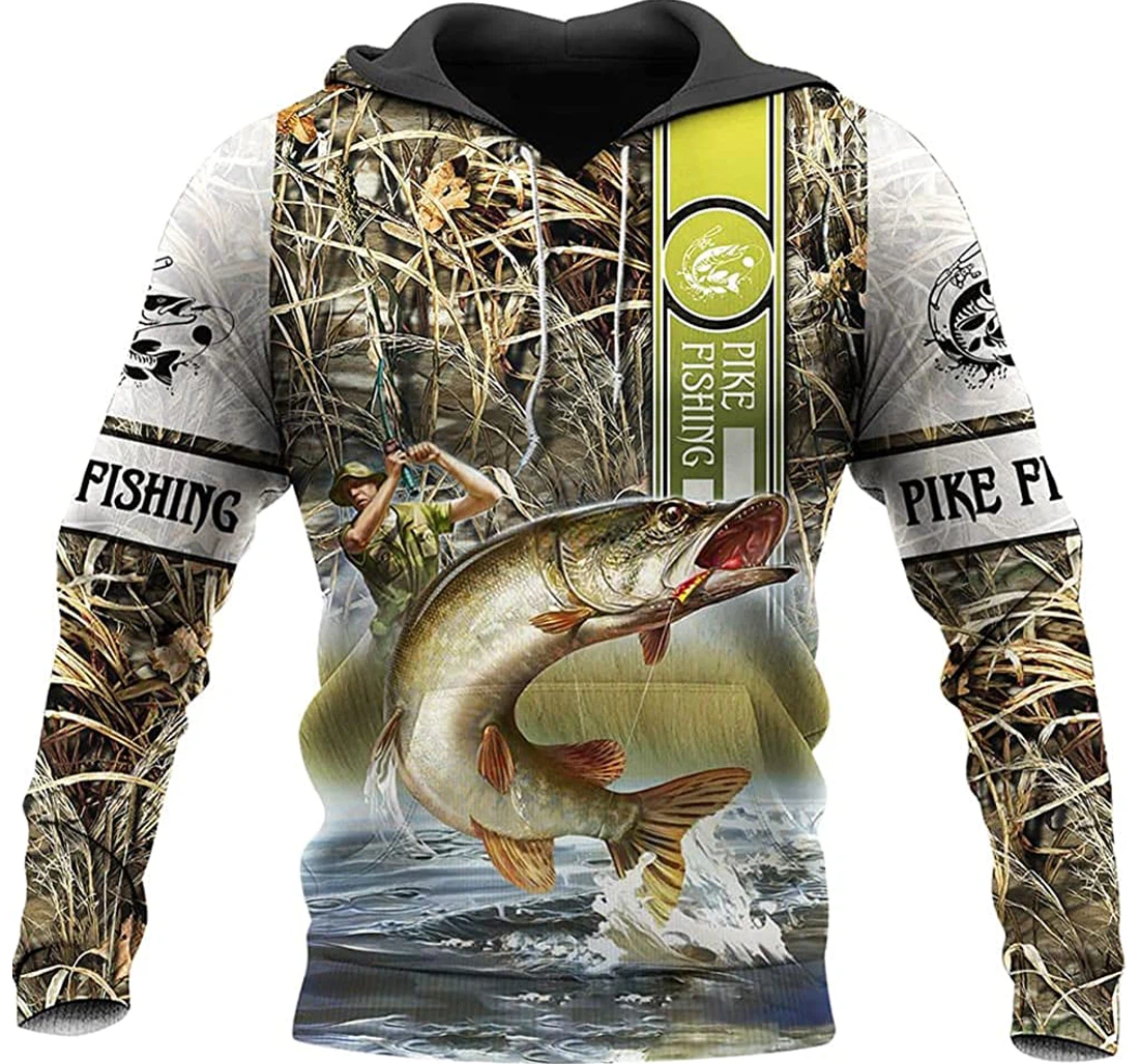 Northern Pike Fishing Camo - 3D Printed Pullover Hoodie