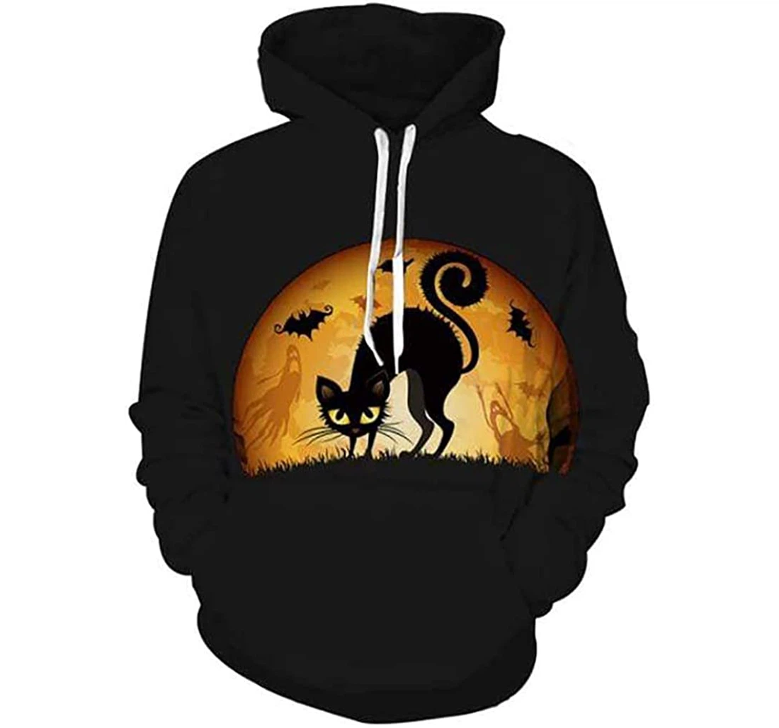 Cat Halloween - 3D Printed Pullover Hoodie