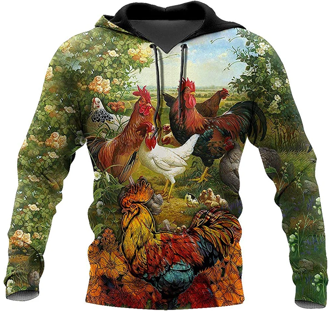 Rooster Family - 3D Printed Pullover Hoodie