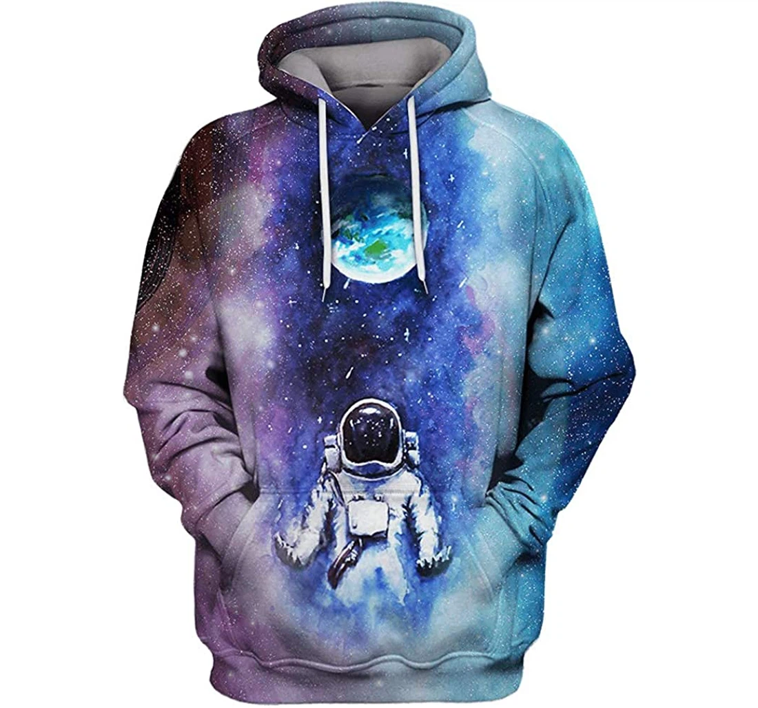 Astronaut Facing The Earth Outerspace - 3D Printed Pullover Hoodie