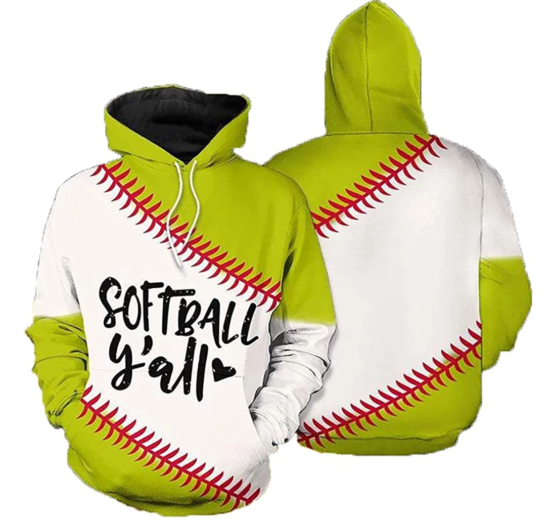 Softball Yall - 3D Printed Pullover Hoodie