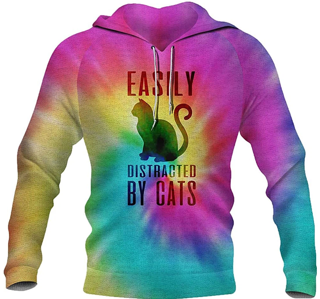 Beautiful Cat Tie Dye - 3D Printed Pullover Hoodie