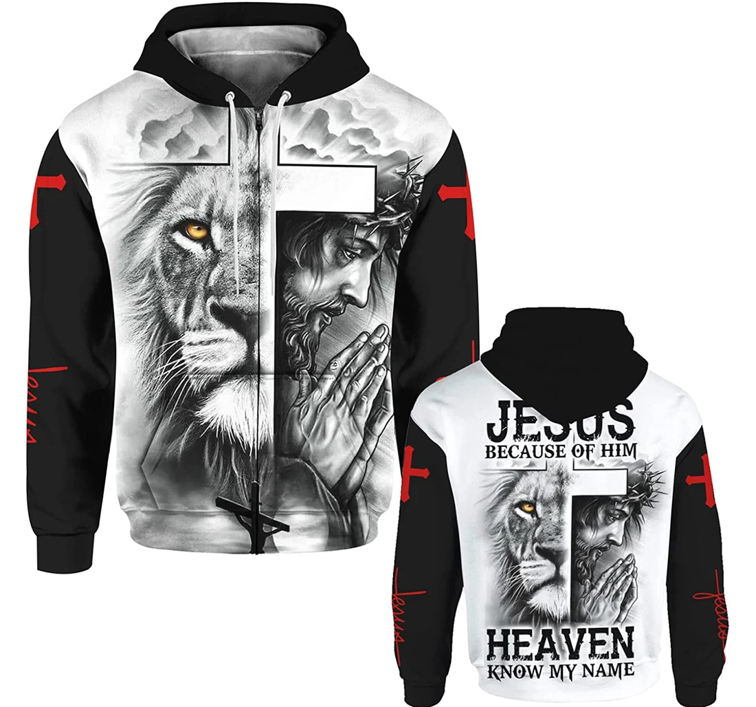 Jesus Because Of Him Heaven Know My Name Gift Christian Warrior Printing Light Blue - 3D Printed Pullover Hoodie