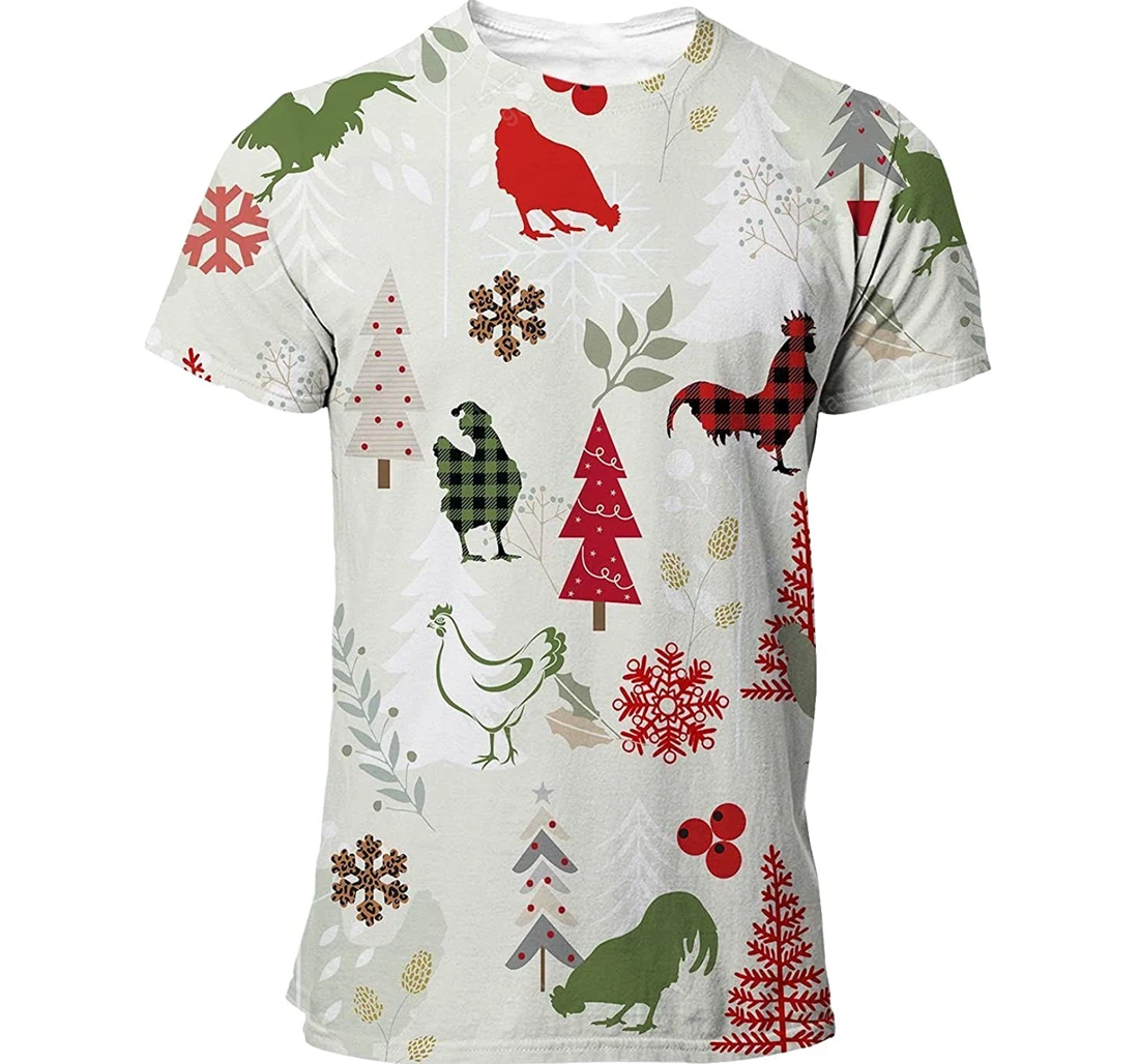 Chicken T-shirt Christmas Flannel For Men Funny Cute Dog 3d Full All Over Print Unisex Graphic Crewneck Short Sleeve T-shirts For Women Men Boys S - 3D Printed T-shirt