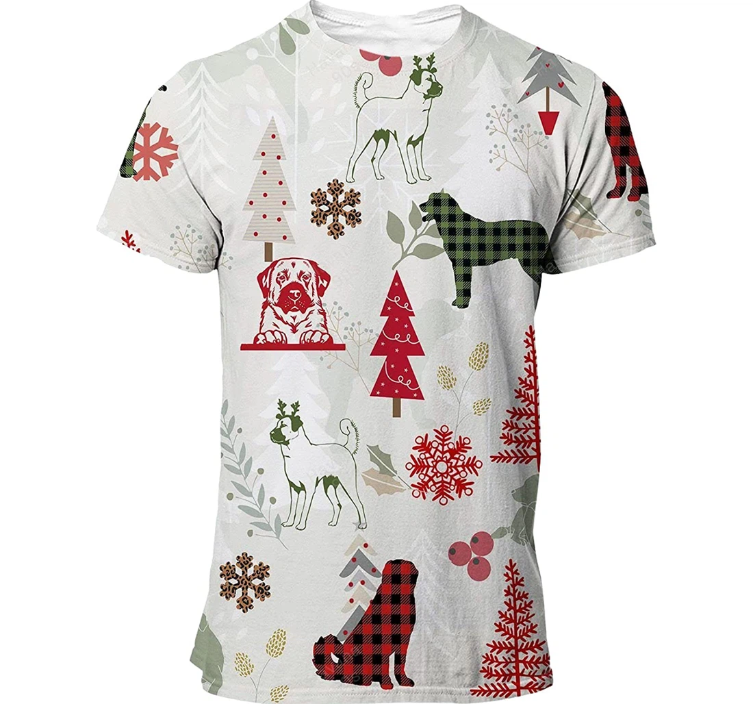 Anatolian Shepherd Dog T-shirt Christmas Flannel For Men Funny Cute Dog 3d Full All Over Print Unisex Graphic Crewneck Short Sleeve T-shirts For Men - 3D Printed T-shirt