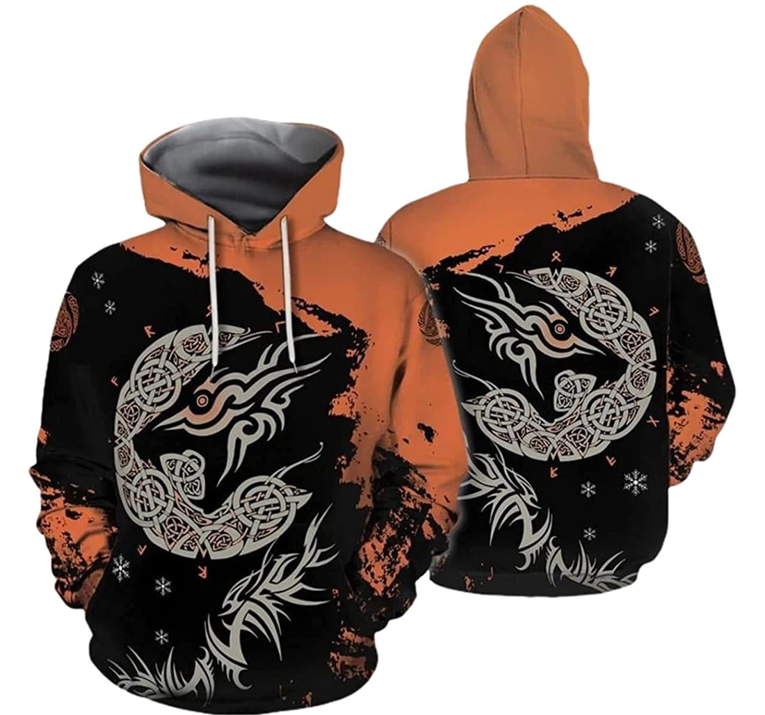 Viticstoreac Viking Raven Bird And Dark Orange S - And - 3D Printed Pullover Hoodie