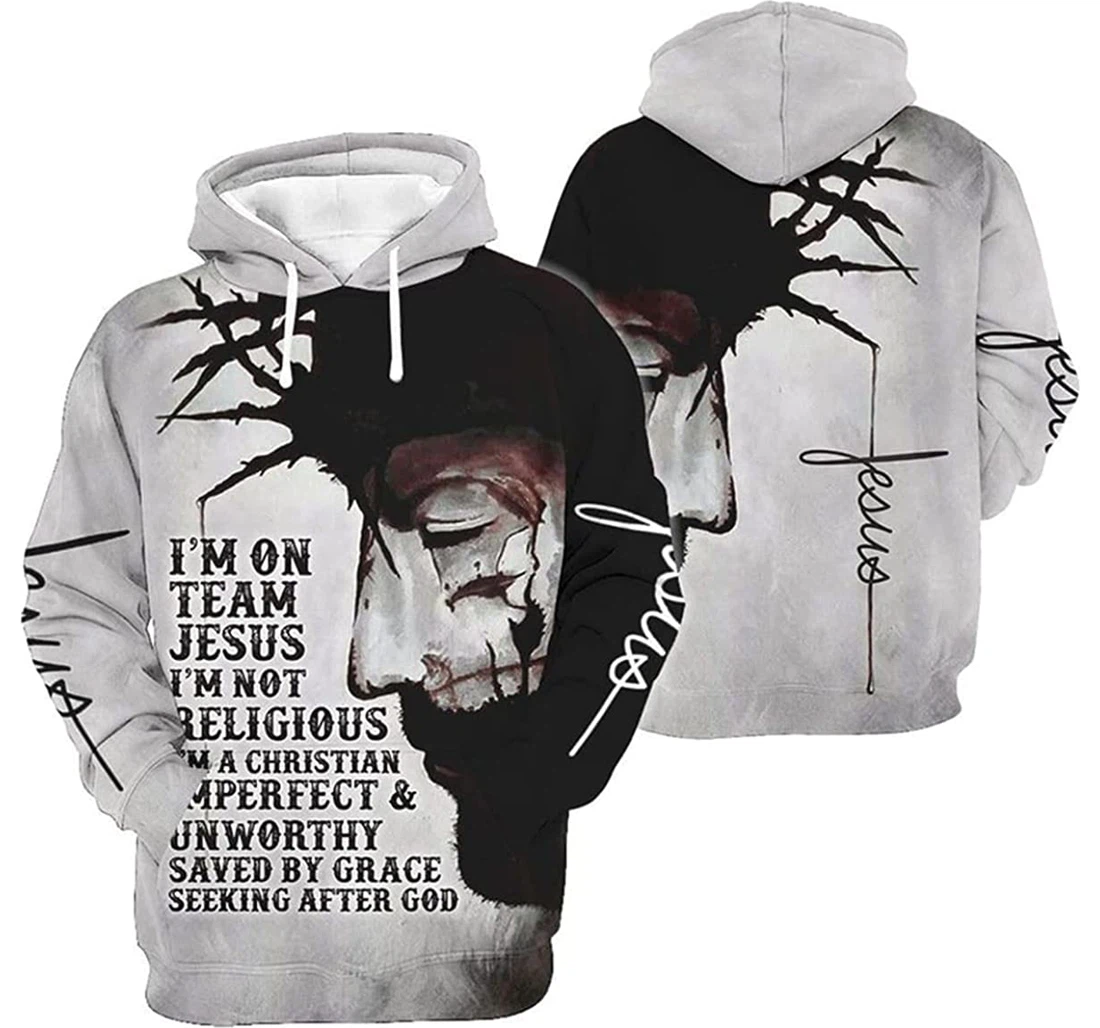 Jesus I'm On Team Jesus I'm Not Religious S - And - 3D Printed Pullover Hoodie