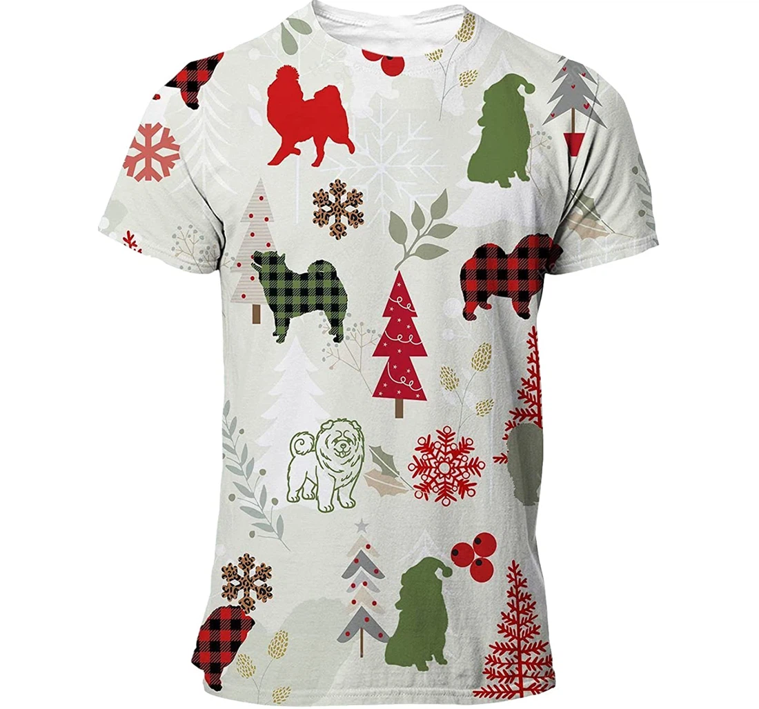 Chow Chow T-shirt Christmas Flannel For Men Funny Cute Dog 3d Full All Over Print Unisex Graphic Crewneck Short Sleeve T-shirts For Women Men Boys S - 3D Printed T-shirt