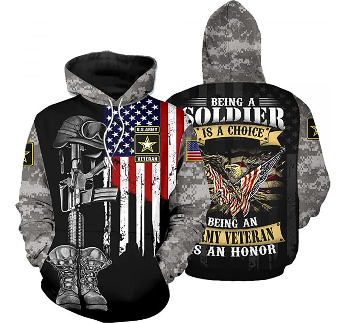 U.s Army Being A Soldier Is A Choice Camo Flag S - And - 3D Printed Pullover Hoodie