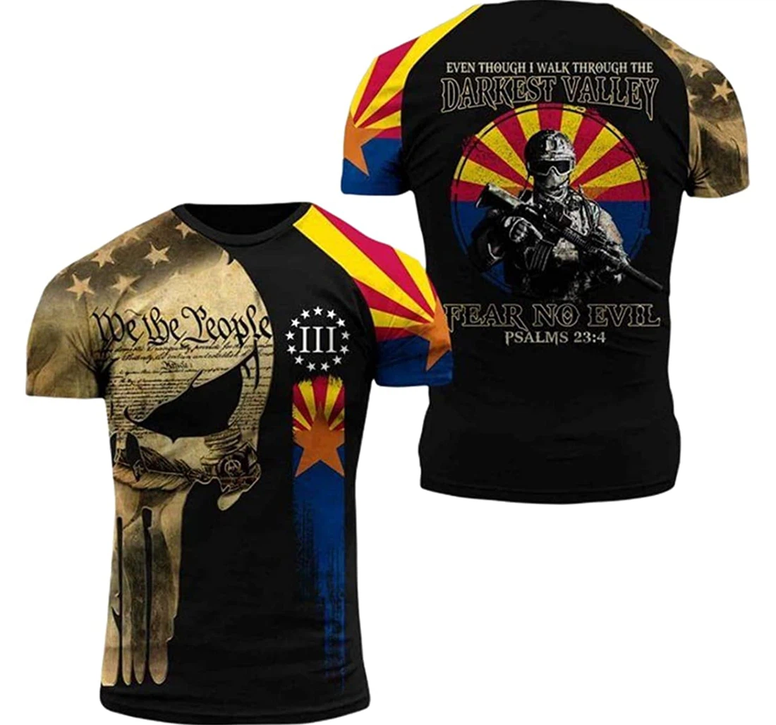 Arizona Even Though I Walk Through The Darkest Valley Fear No Evil - 3D Printed T-shirt