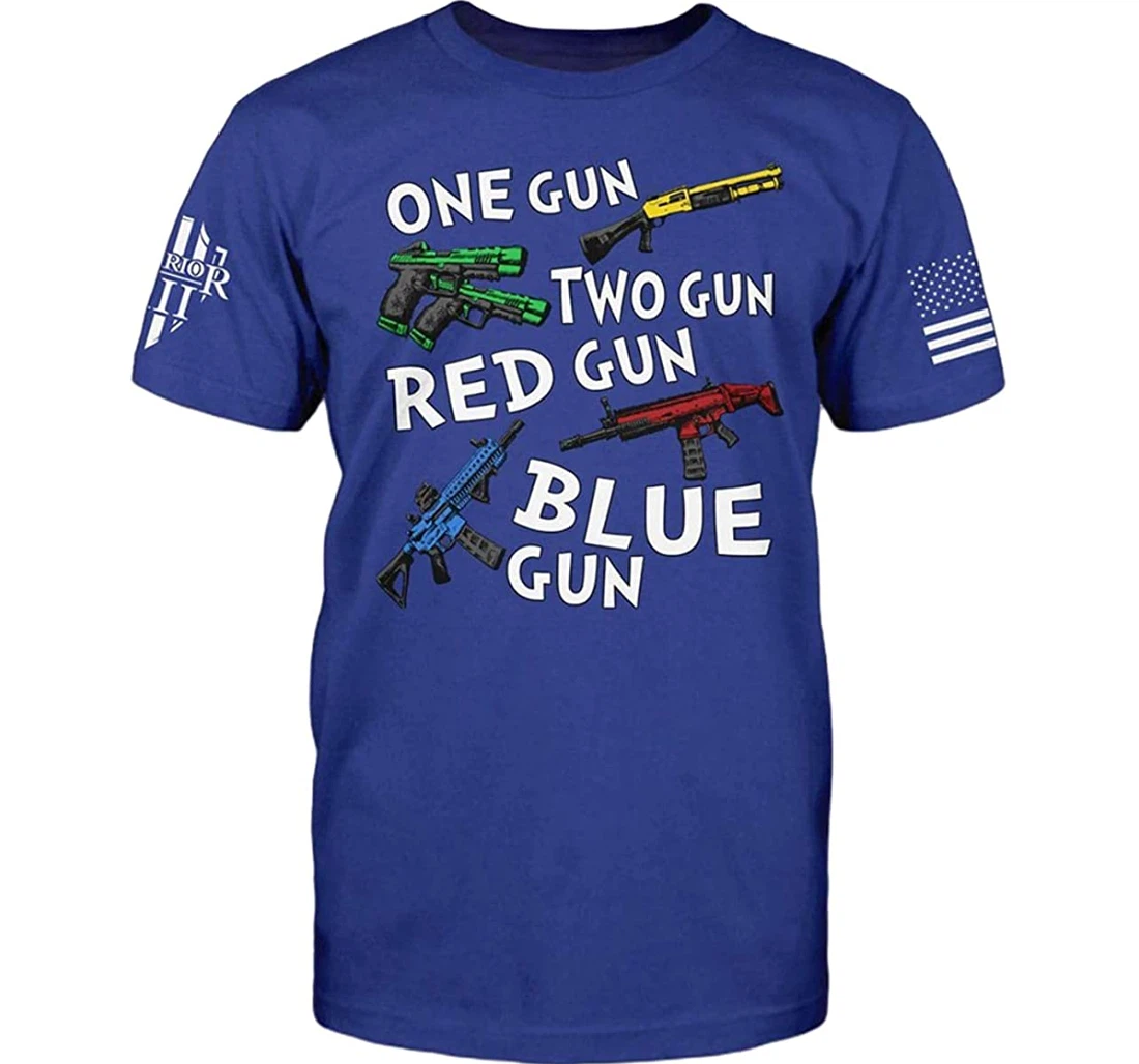 One Gun Two Gun Red Gun Blue Gun - 3D Printed T-shirt