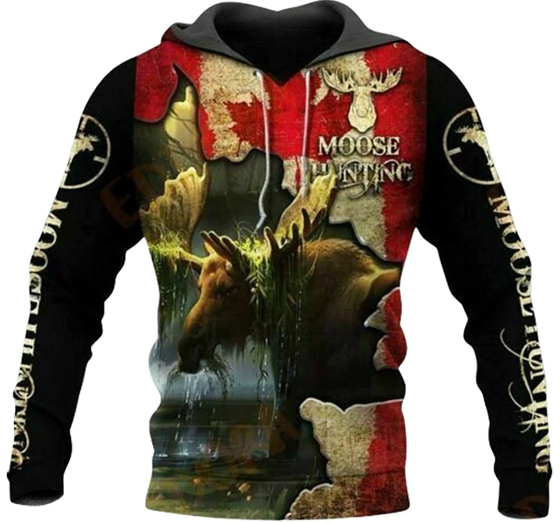 Eddora Canada Moose Hunting - 3D Printed Pullover Hoodie