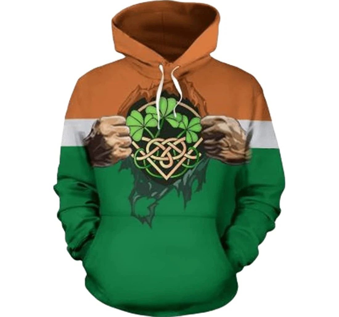 Irish Shamrock Heart Ripped Off 3d Gifts Friends Or Yourself - 3D Printed Pullover Hoodie