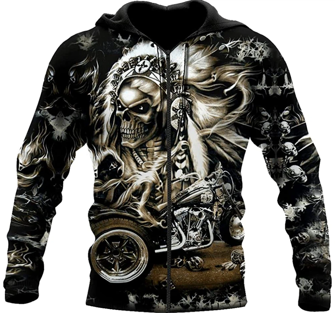 Skull Motorbike Rider Amazing 3d Gifts Friends Or Yourself - 3D Printed Pullover Hoodie