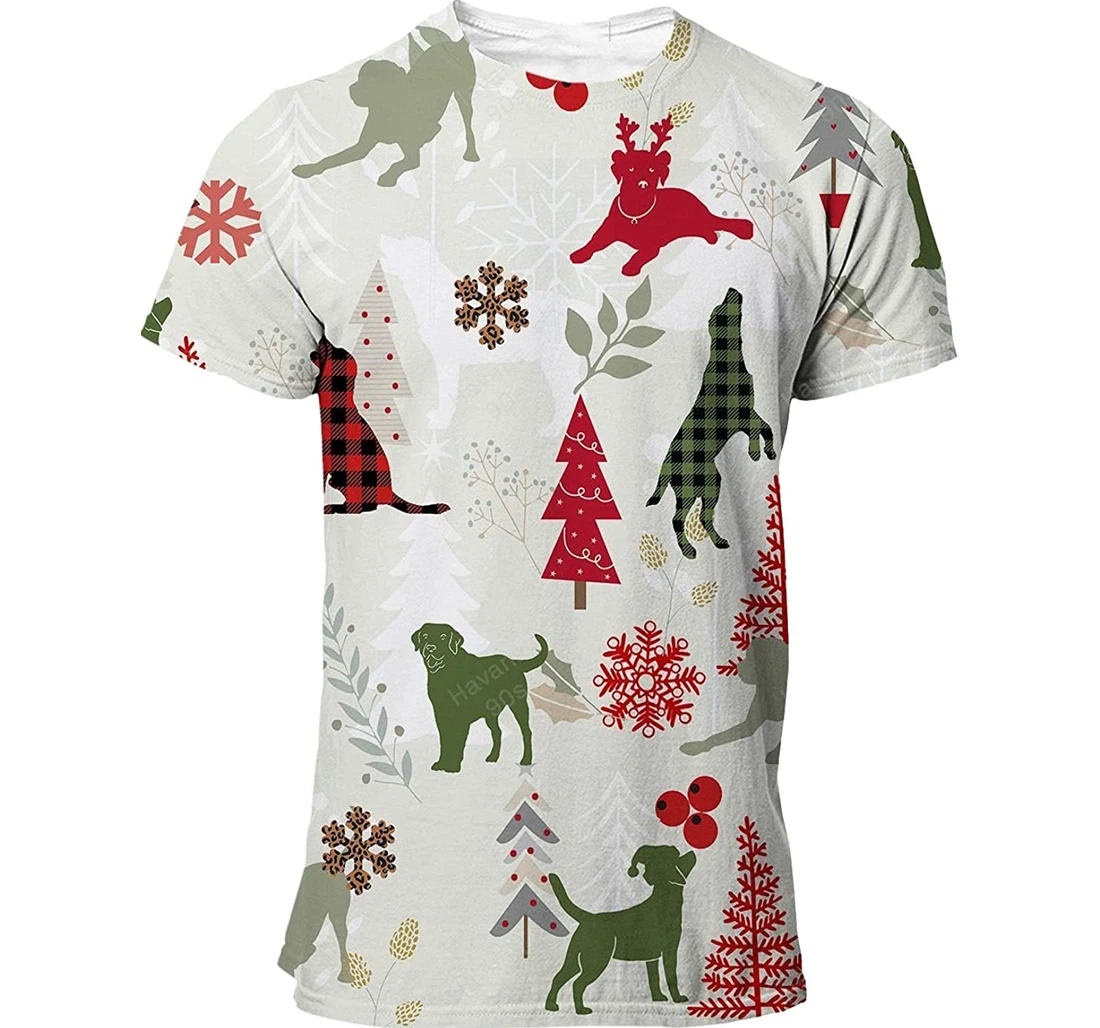 Labrador Retriever T-shirt Christmas Flannel For Men Funny Cute Dog 3d Full All Over Print Unisex Graphic Crewneck Short Sleeve T-shirts For Women S - 3D Printed T-shirt
