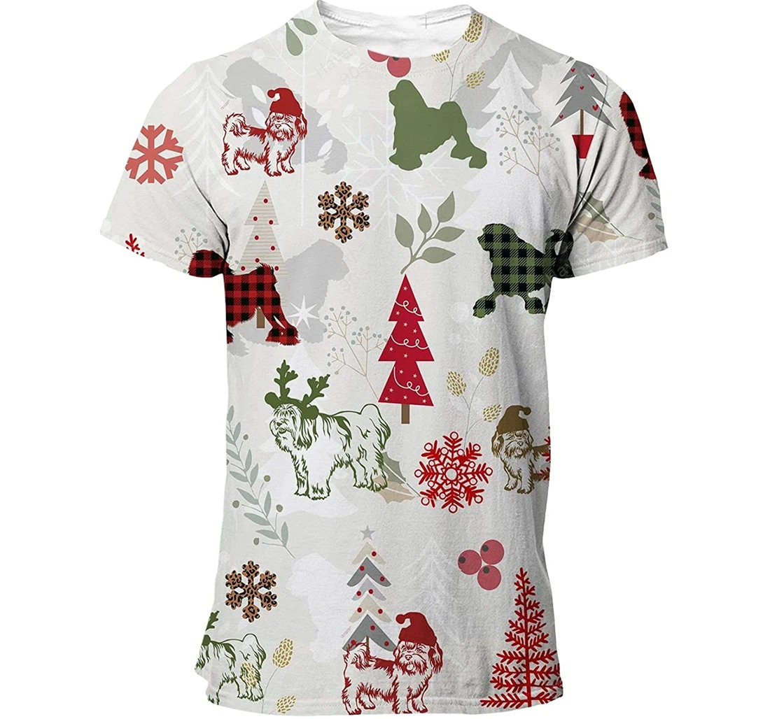 Lowchen T-shirt Christmas Flannel For Men Funny Cute Dog 3d Full All Over Print Unisex Graphic Crewneck Short Sleeve T-shirts For Women Men Boys S - 3D Printed T-shirt