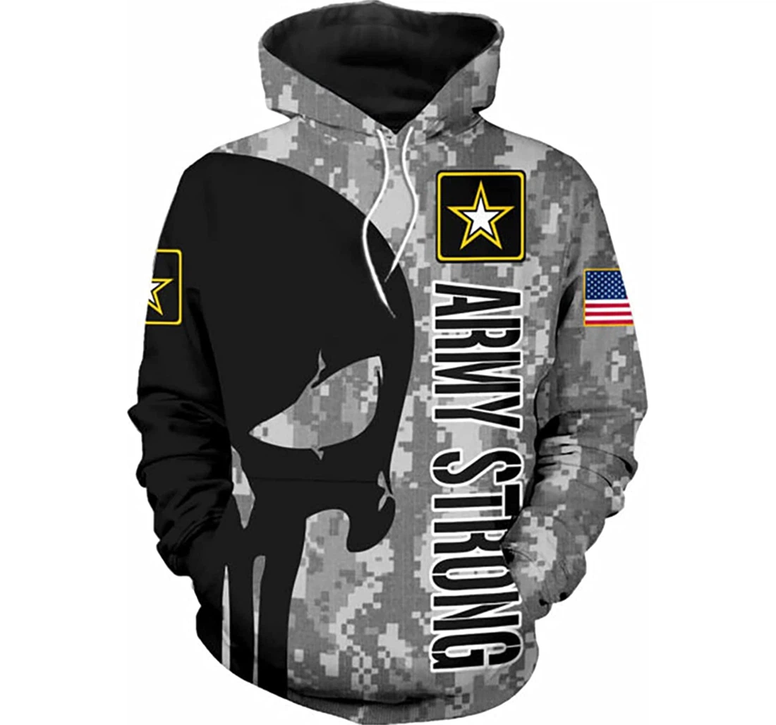 U.s Army Strong Skull Flag Camo S - And - 3D Printed Pullover Hoodie