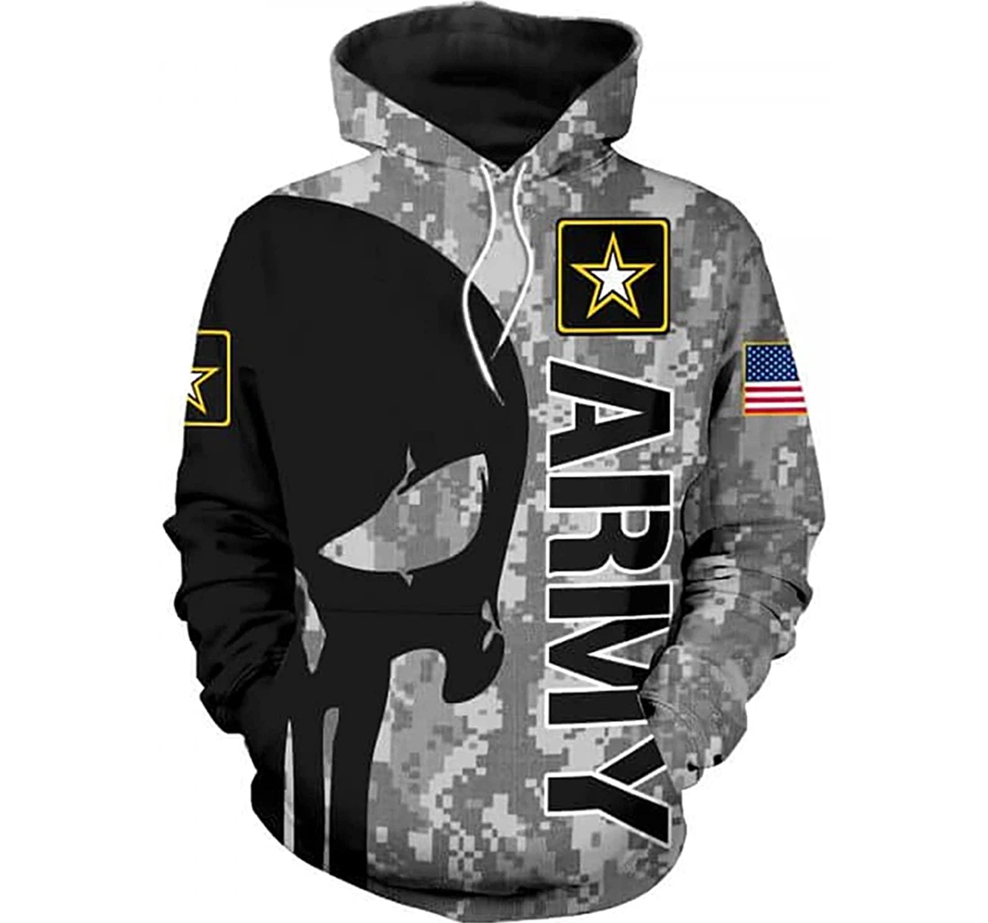 U.s Army Skull Flag Camo S - And - 3D Printed Pullover Hoodie