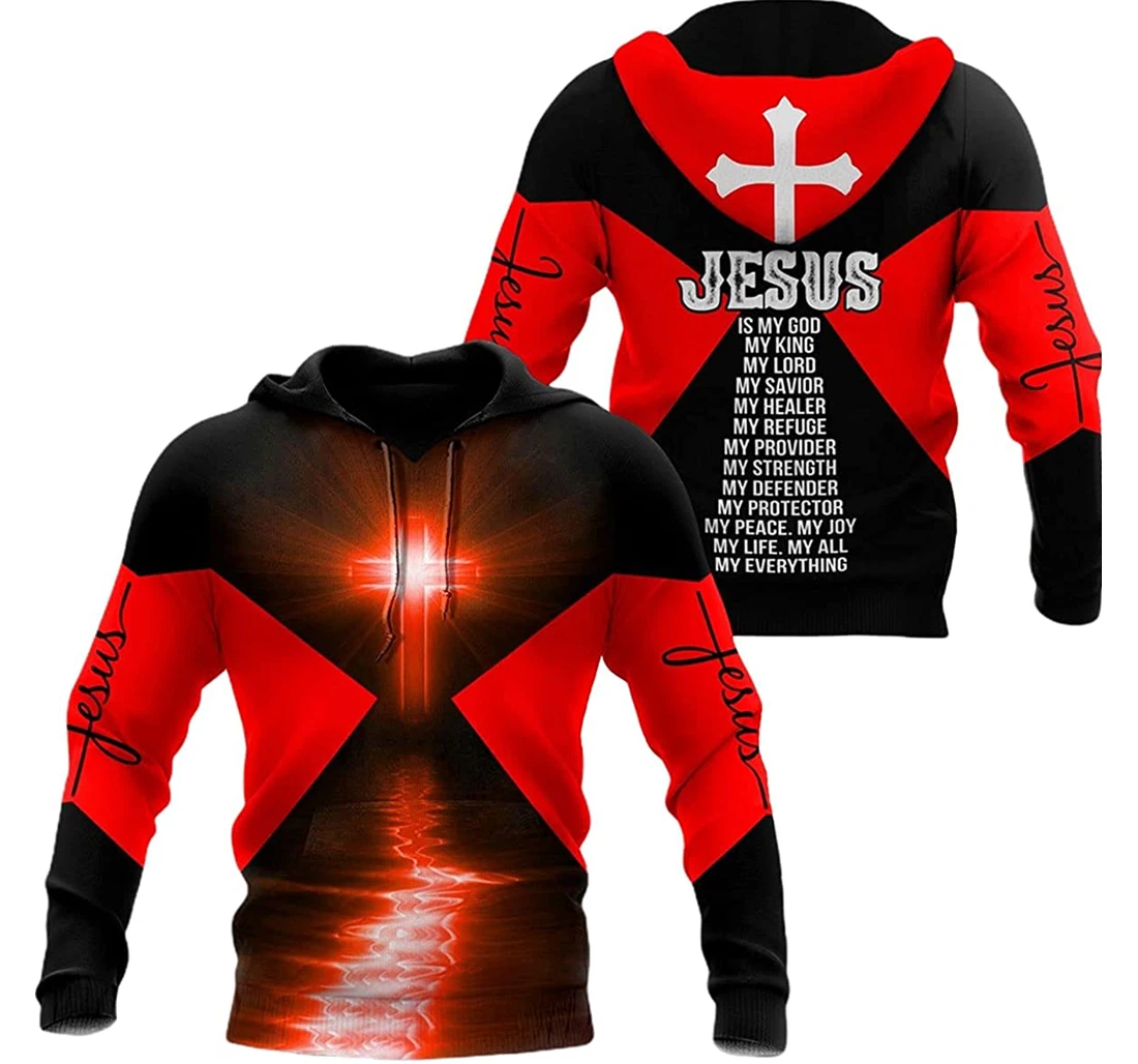 Cross Jesus Is My King My Lord My Savior My Everything Red S - And - 3D Printed Pullover Hoodie