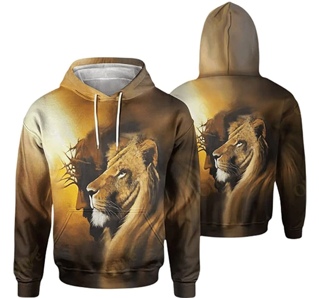 Jesus And Lion - 3D Printed Pullover Hoodie