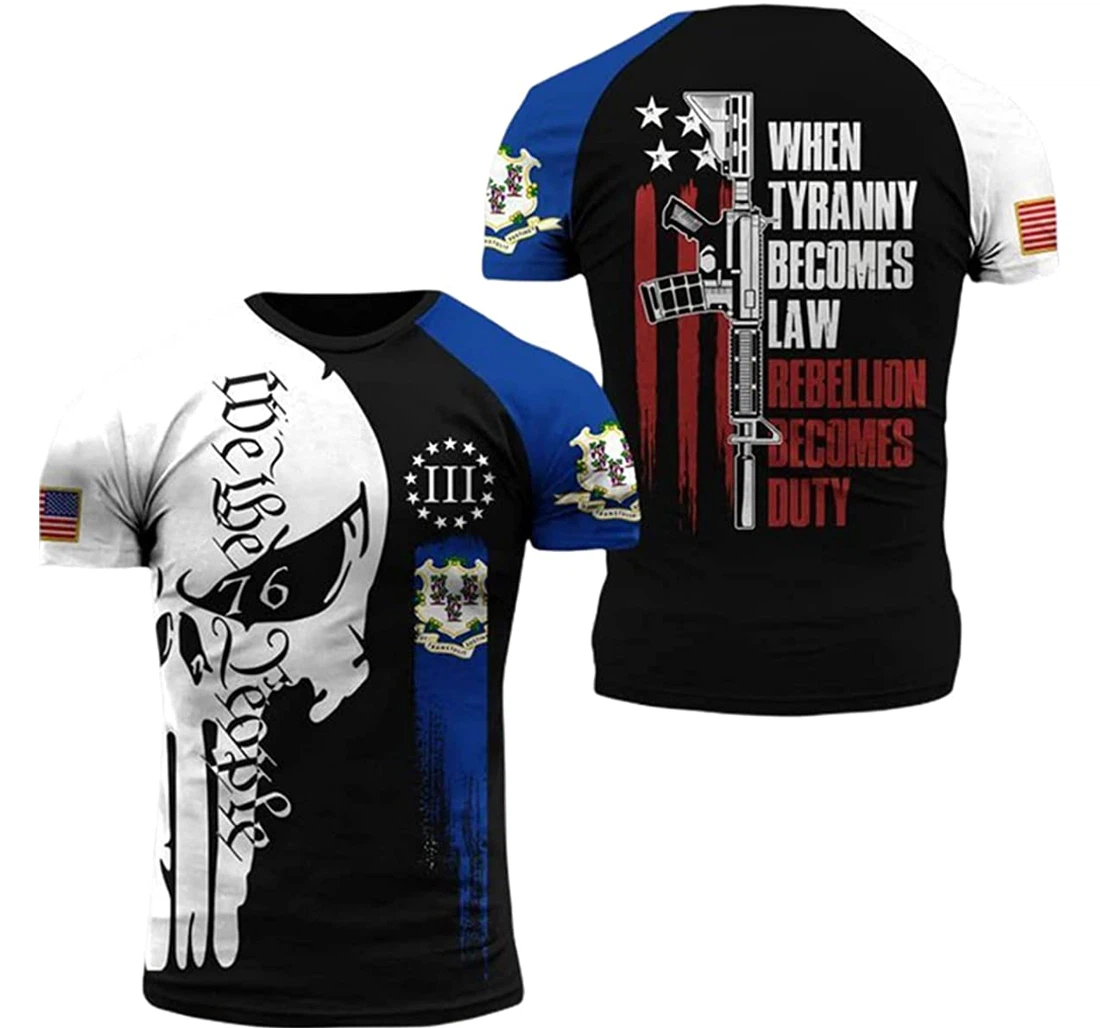 Connecticut Patriots When Tyranny Becomes Law Rebellion Becomes Duty 2 - 3D Printed T-shirt