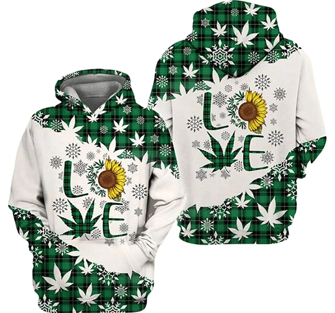 Christmas Tartan Weed Sunflower Snowflake - 3D Printed Pullover Hoodie