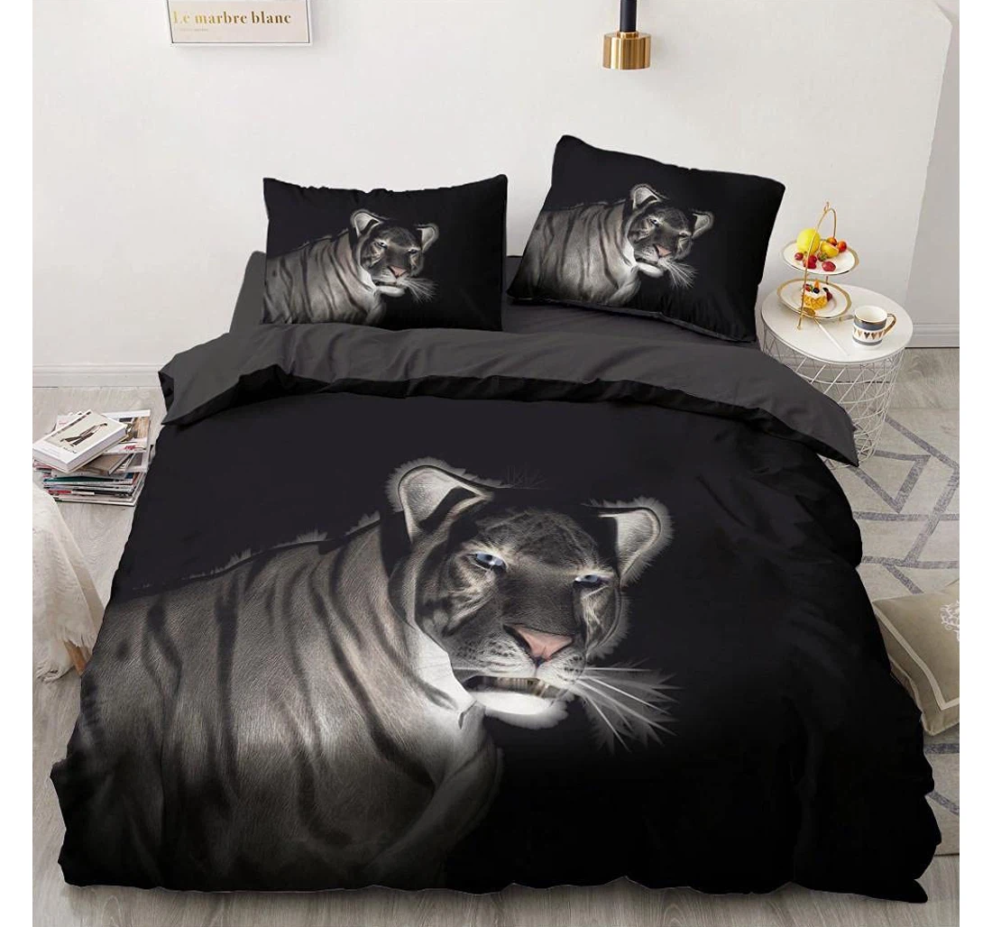 Bedding Set - Black Animal Tiger Included 1 Ultra Soft Duvet Cover or Quilt and 2 Lightweight Breathe Pillowcases