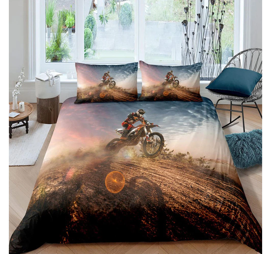 Bedding Set - Motorc Corner Ties Included 1 Ultra Soft Duvet Cover or Quilt and 2 Lightweight Breathe Pillowcases