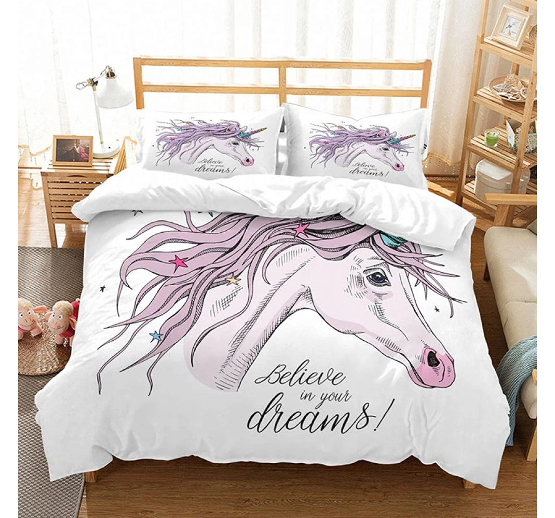 Bedding Set - Pink Wildebeest Included 1 Ultra Soft Duvet Cover or Quilt and 2 Lightweight Breathe Pillowcases