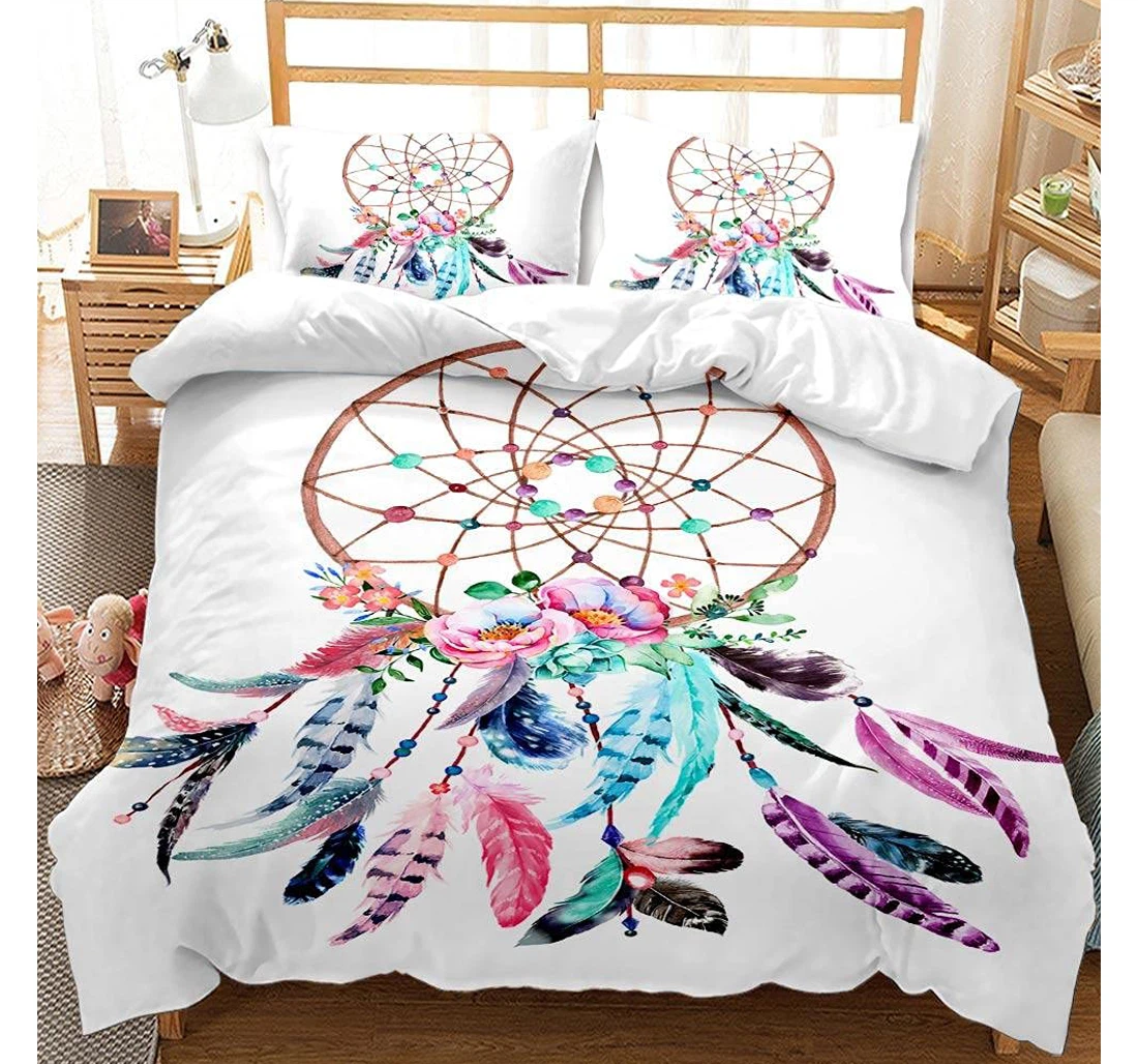 Bedding Set - White Dream Catcher Included 1 Ultra Soft Duvet Cover or Quilt and 2 Lightweight Breathe Pillowcases