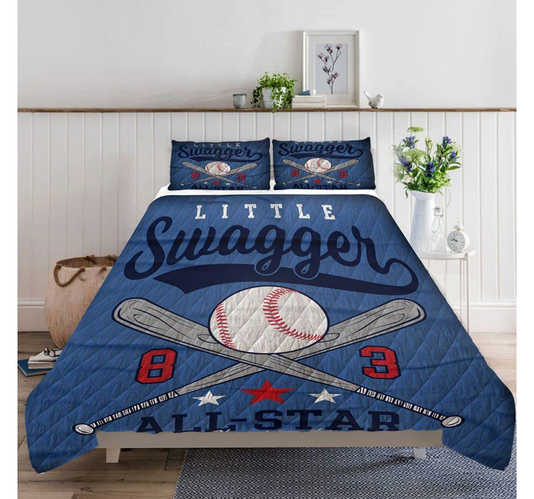 Bedding Set - Baseball Lightweight Quilts A Quilts Case Included 1 Ultra Soft Duvet Cover or Quilt and 2 Lightweight Breathe Pillowcases