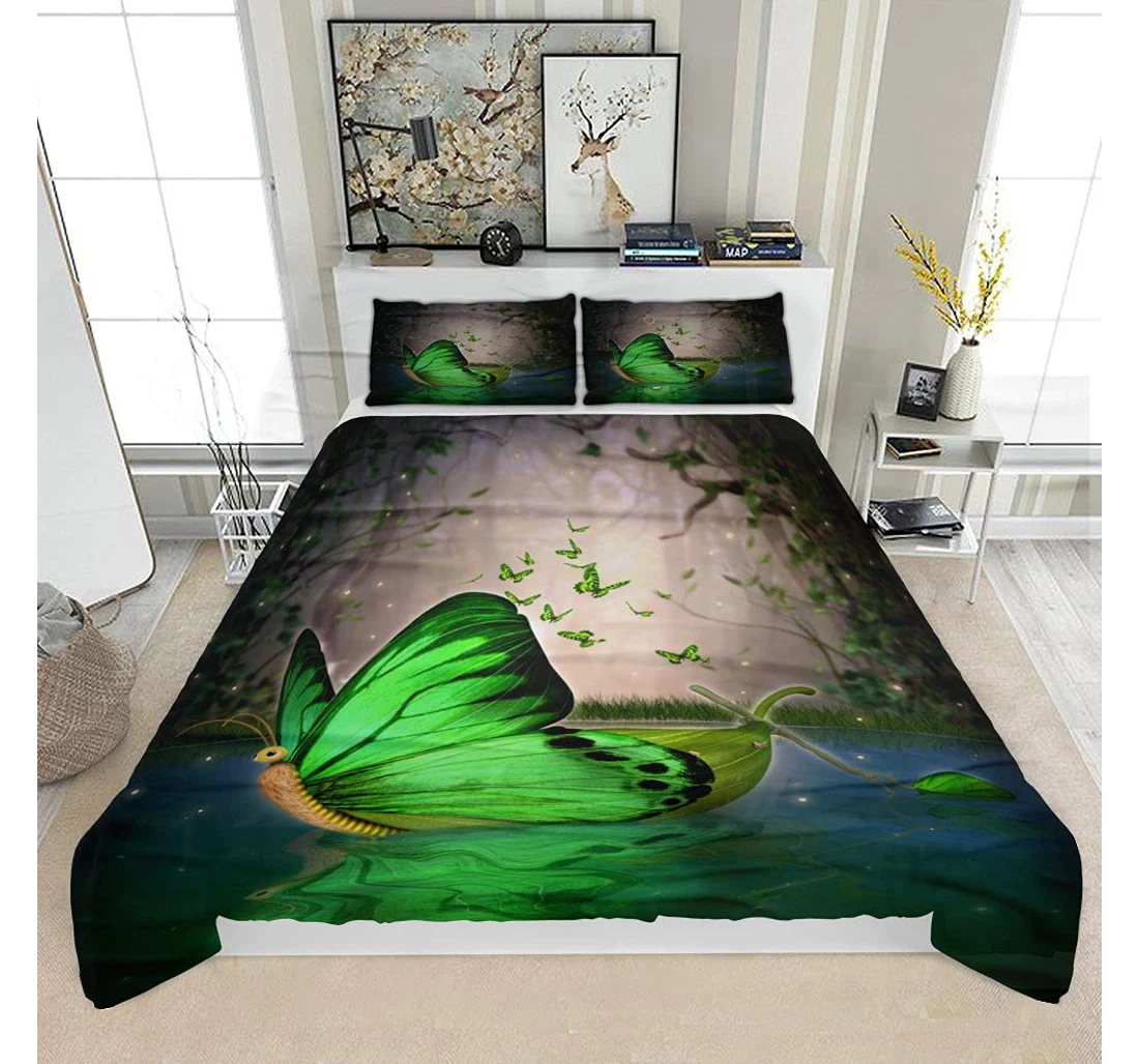 Bedding Set - Magical Fairy Wildwood Water Craft Boat Solf Included 1 Ultra Soft Duvet Cover or Quilt and 2 Lightweight Breathe Pillowcases