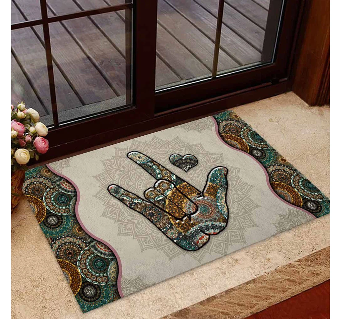 I Love You Hand Sign - American Sign Language Doormat