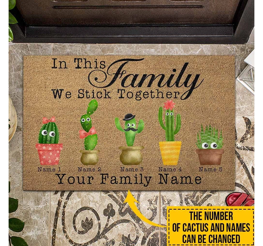 In This Family We Stick Together - Cactus Doormat