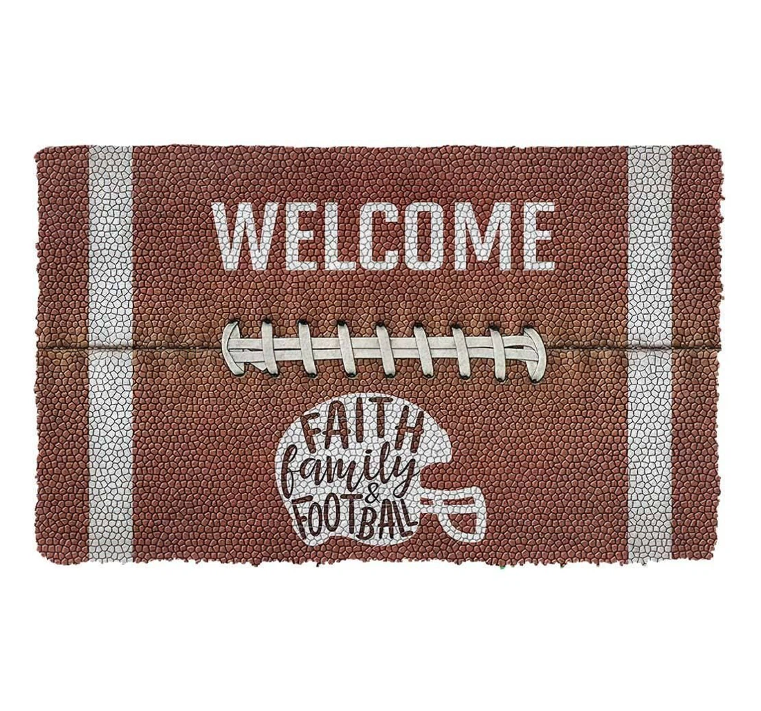 3d Welcome Faith Family Football Doormat