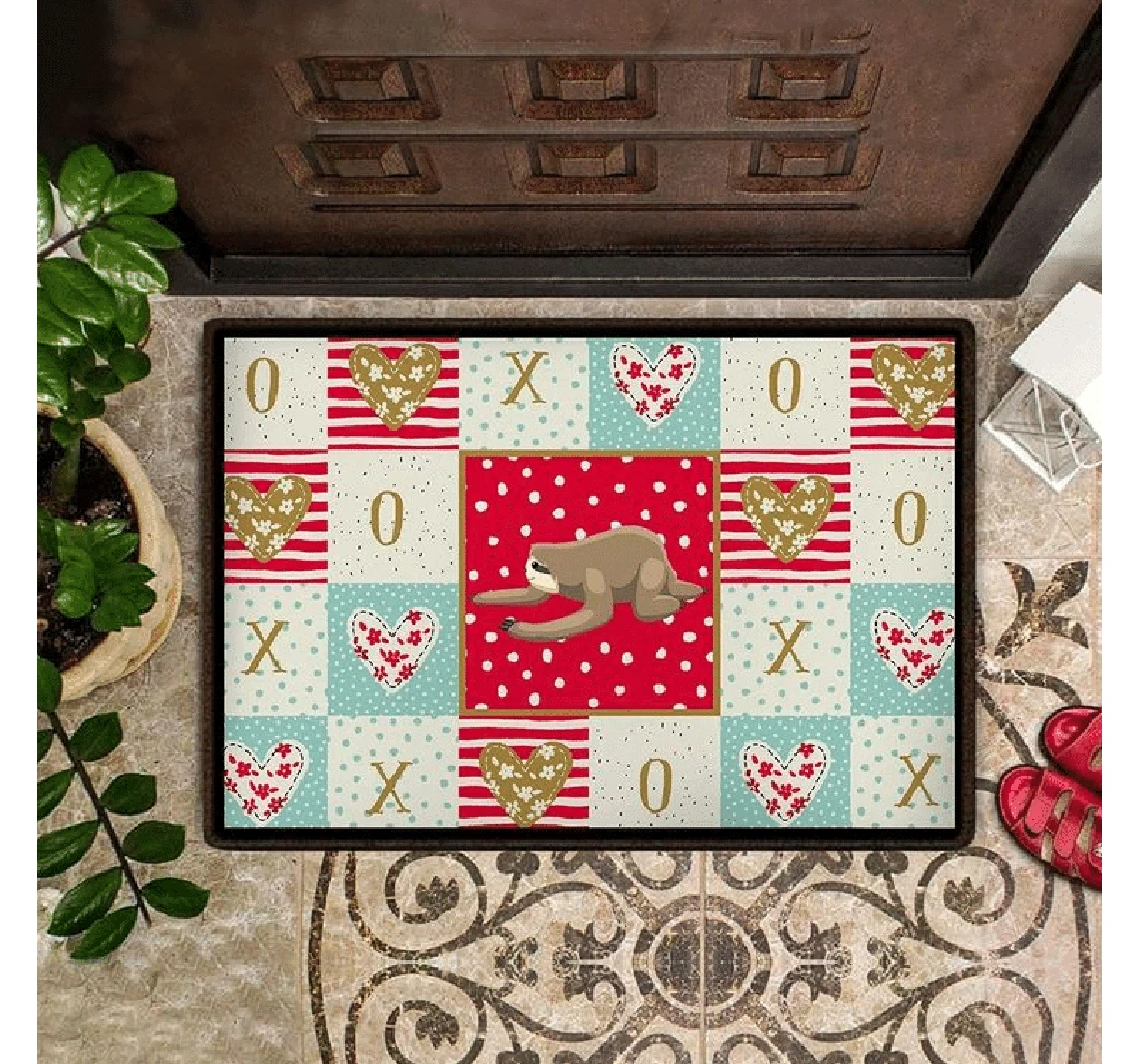 Sloth Valentines Easy Clean Welcome Doormat